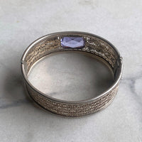Sterling Silver Filigree Bracelet with Lab-created Alexandrite